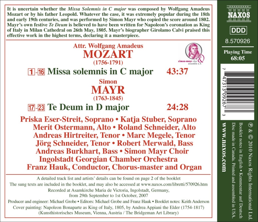 Mayr: Te Deum / Mozart: Missa Solemnis - slide-1