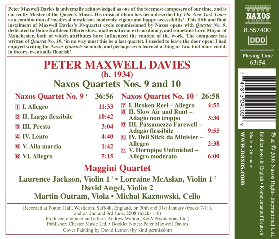 Maxwell Davies: Naxos Quartets - slide-1