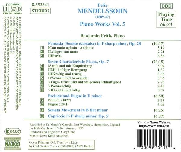 MENDELSSOHN: Piano Works vol. 5 - slide-1
