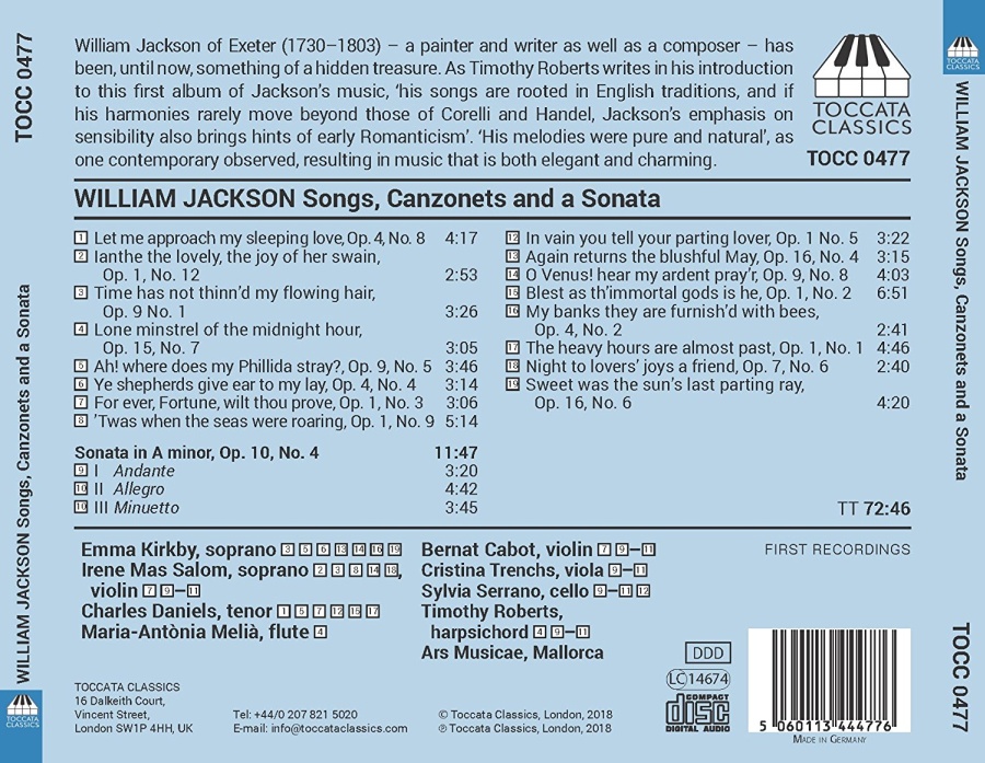 Jackson: Songs, Canzonets - slide-1