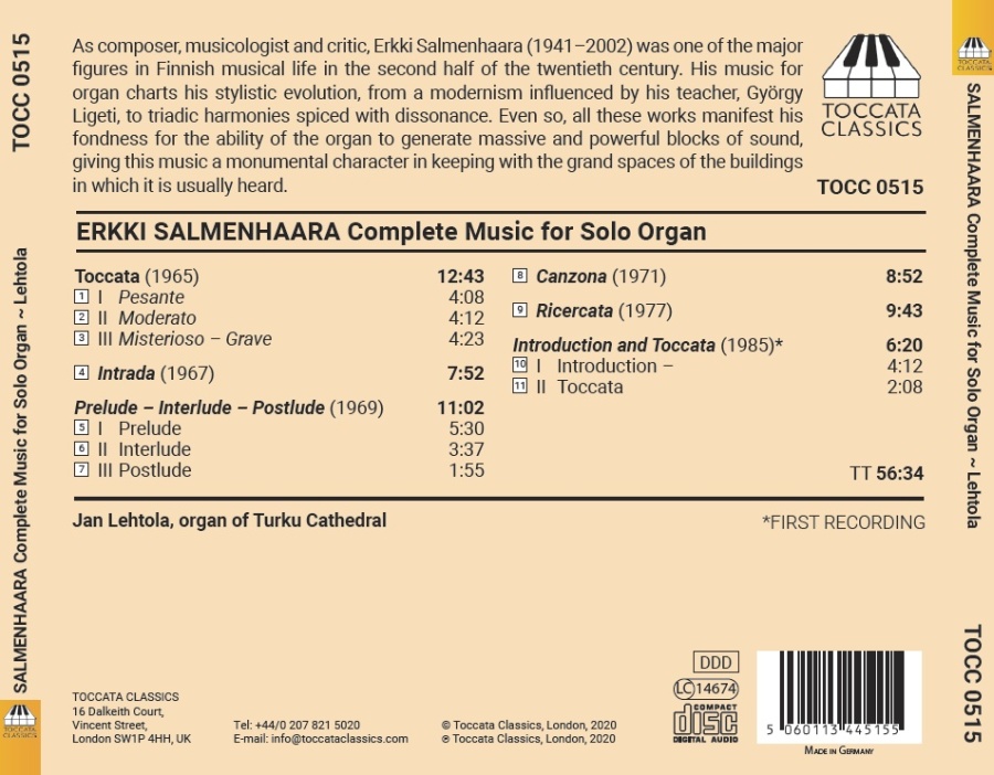 Salmenhaara: Complete Music for Solo Organ - slide-1