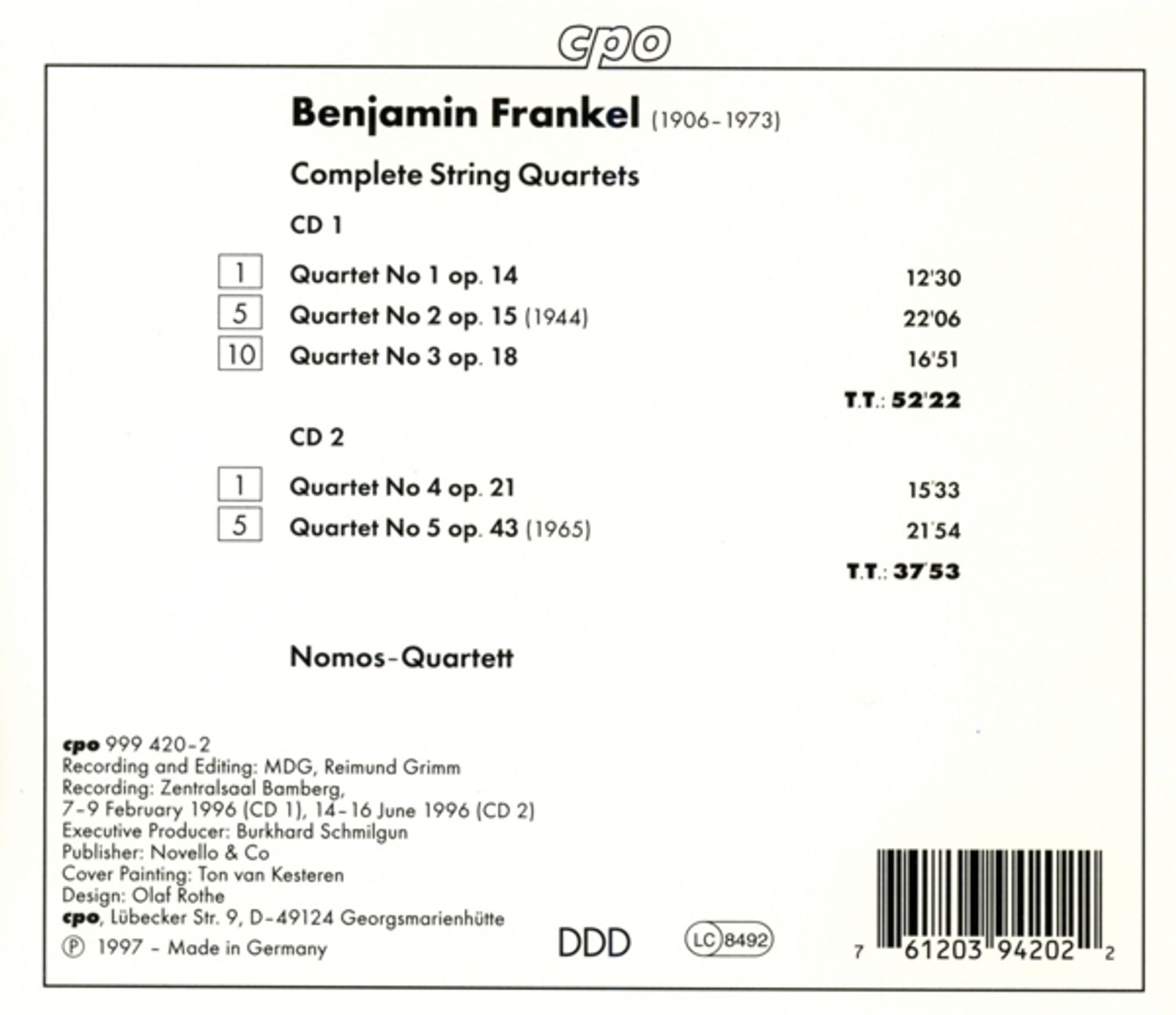 FRANKEL: Complete string quartets  - slide-1