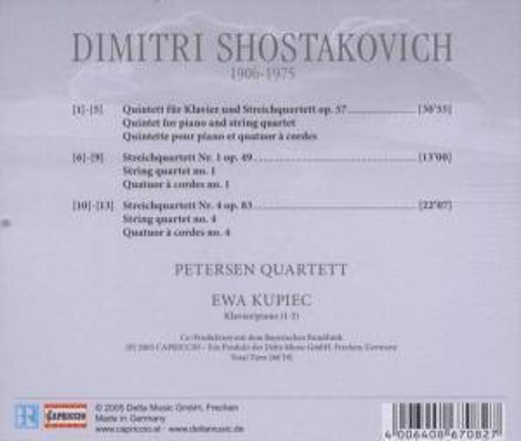 SHOSTAKOVICH: Piano Quintet op. 57, String Quartets 1 & 4 - slide-1