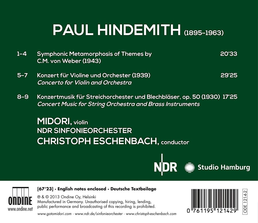 Hindemith: Violinkonzert, Symphonic Metamorphosis, Konzertmusik - slide-1