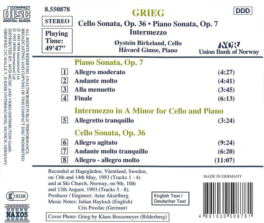 Grieg: Cello Sonata, Op. 36, Piano Sonata, Op. 7 - slide-1