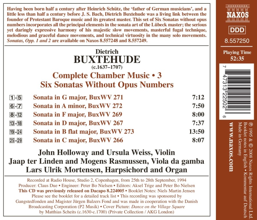 BUXTEHUDE: Chamber Music (Complete), Vol. 3 - 6 Sonatas - slide-1