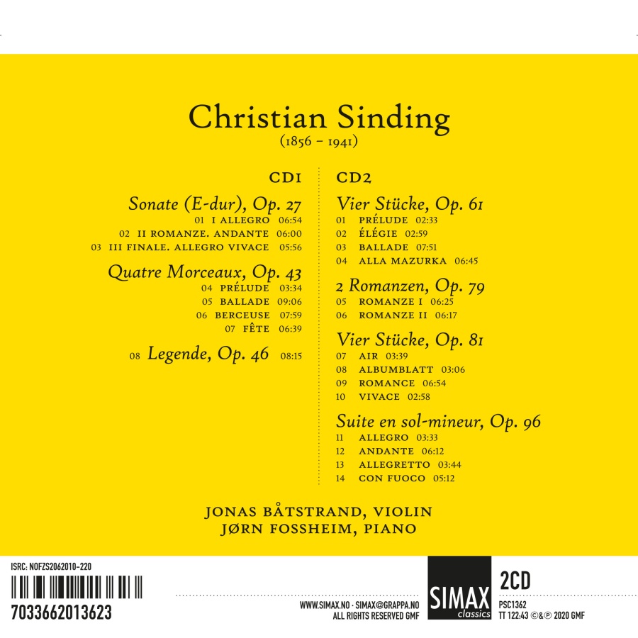 Sinding: Works for Violin and Piano - slide-1
