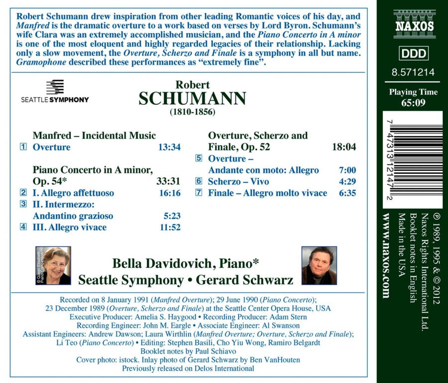 SCHUMANN: Manfred: Overture; Piano Concerto; Overture, Scherzo and Finale - slide-1