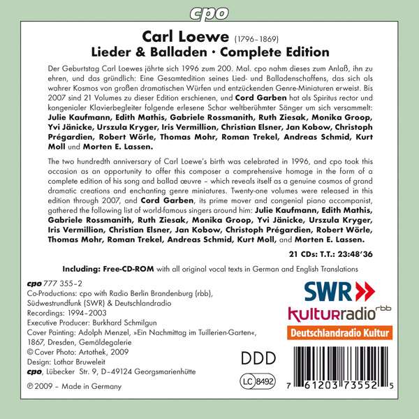 Loewe: Lieder & Balladen - Complete Edition Vol. 1-21 (21 CD) - slide-1