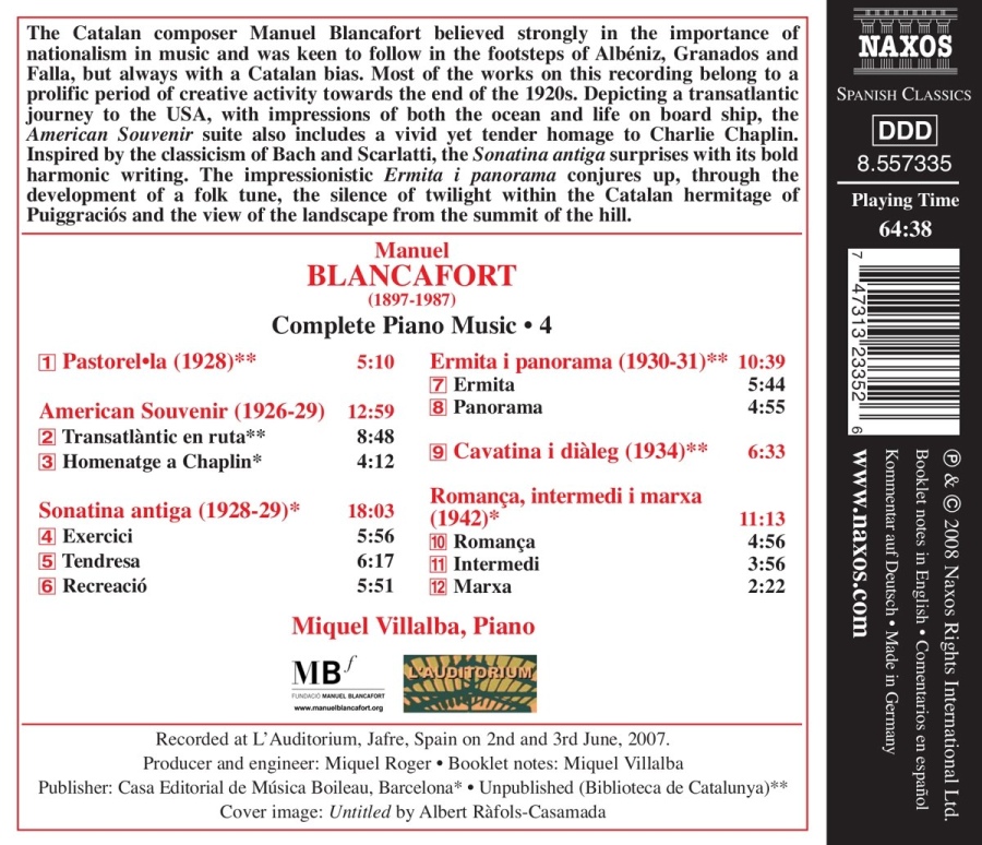 Blancafort, M.: Piano Music, Vol. 4 - slide-1