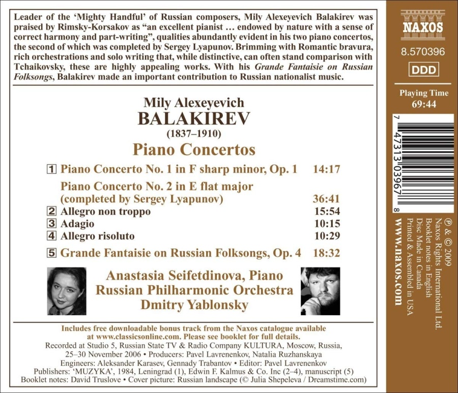 Balakirev: Piano Concertos, Grande Fantaisie on Russian Folksongs - slide-1
