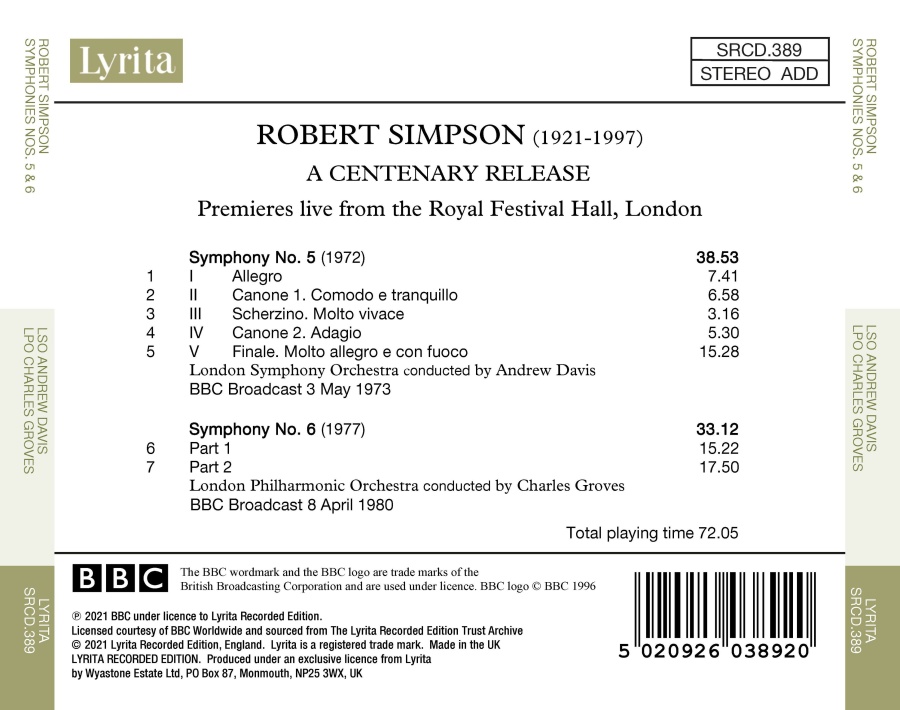 Simpson: Symphonies Nos. 5 & 6 - slide-1