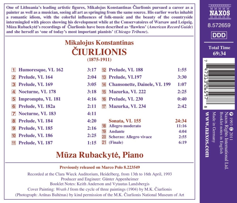 CIURLIONIS: Piano Music, Vol. 1 - slide-1