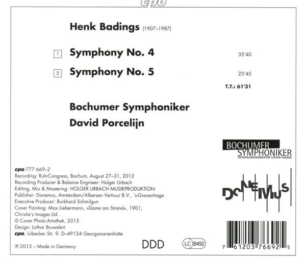 Badings: Symphonies 4 & 5 - slide-1