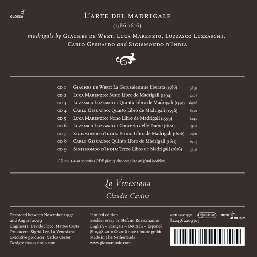 L’arte del madrigale - madrigals by Wert, Marenzio, Luzzaschi, Gesualdo, d'India, - slide-1