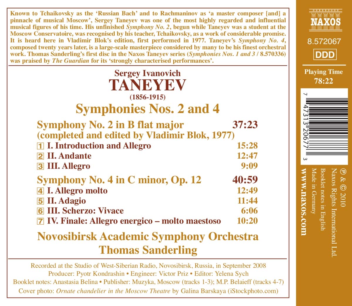 TANEYEV: Symphonies Nos. 2 and 4 - slide-1