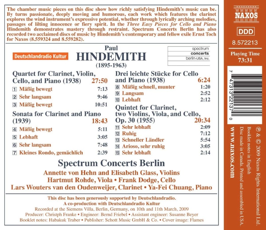 Hindemith: Clarinet Quintet, Clarinet Quartet, Clarinet Sonata, Three Easy Pieces - slide-1