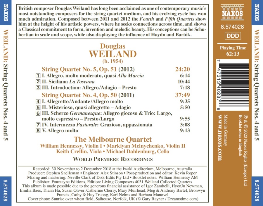 Weiland: String Quartets Nos. 4 and 5 - slide-1