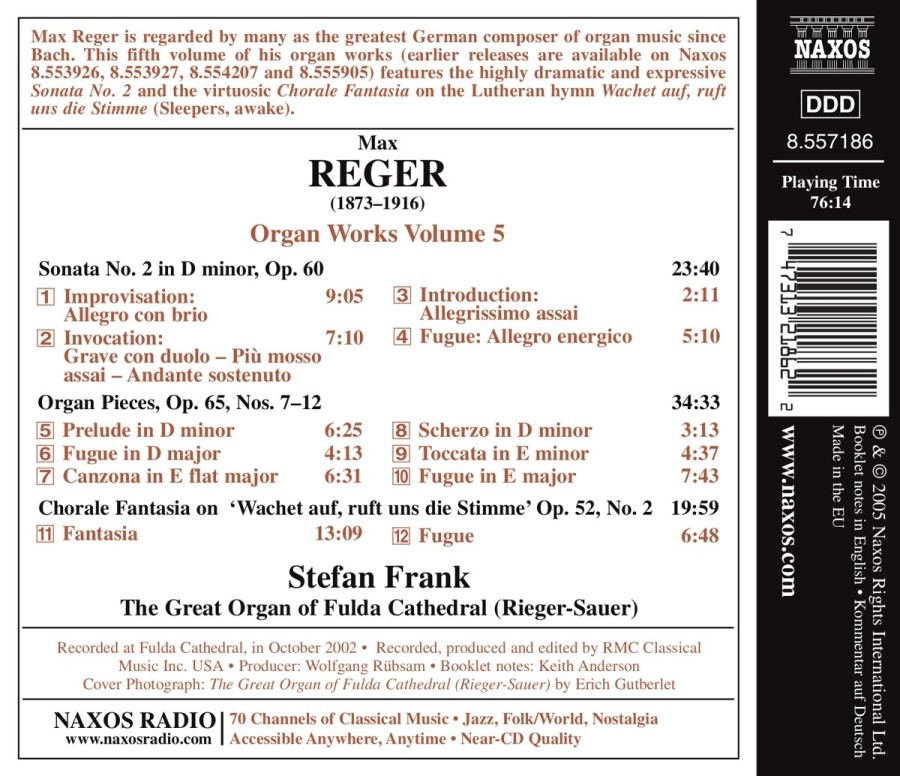 REGER: Organ Works, Vol. 5 - Organ Sonata No. 2; 12 Organ Pieces; Chorale Fantasia on Wachet auf, ruft uns die Stimme - slide-1