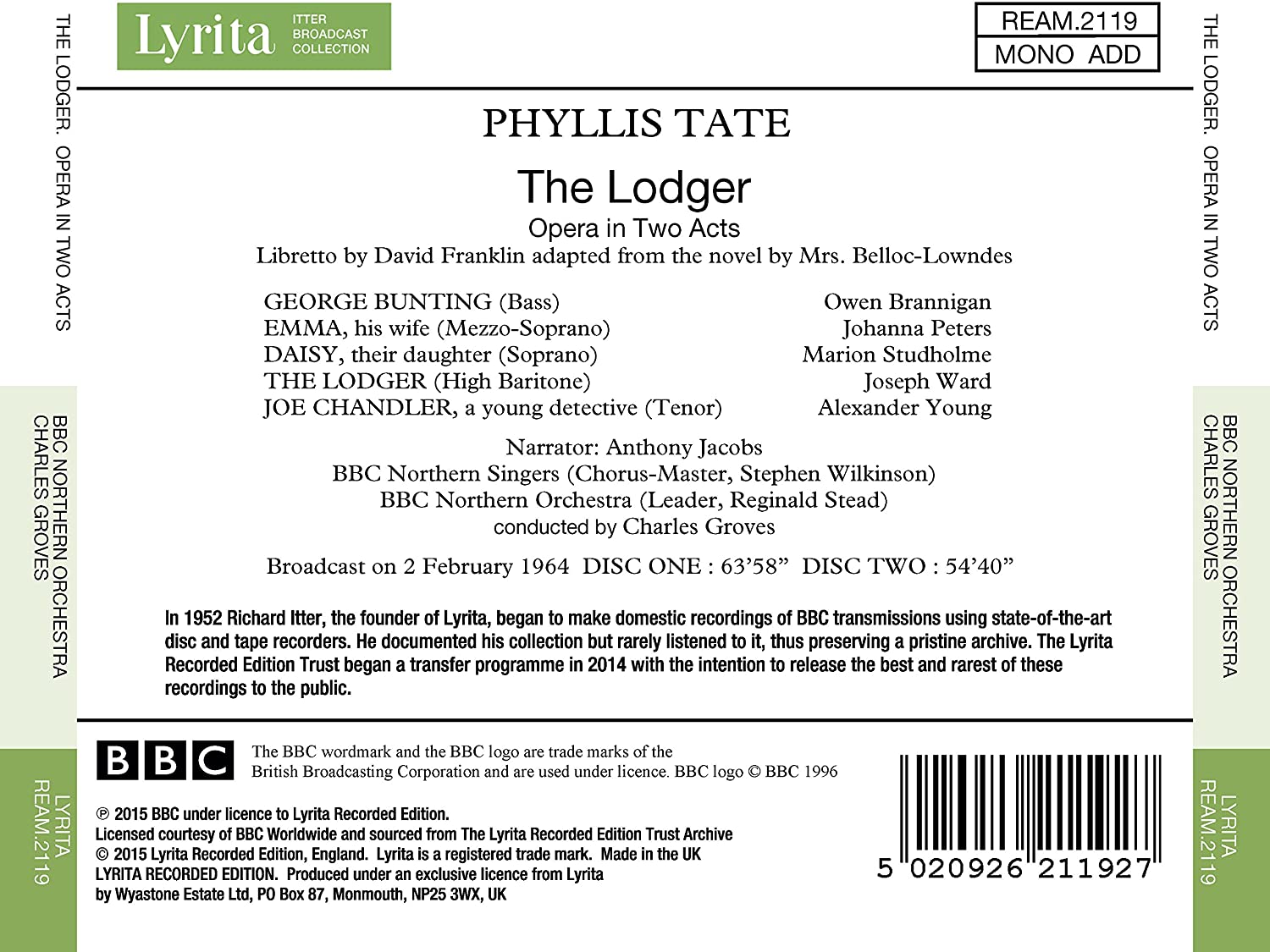Tate: The Lodger, Opera in Two Acts - slide-1