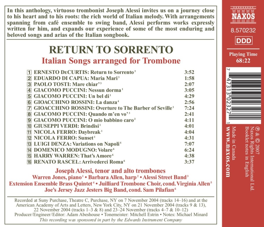 RETURN TO SORRENTO - Italian Songs arranged for Trombone - slide-1