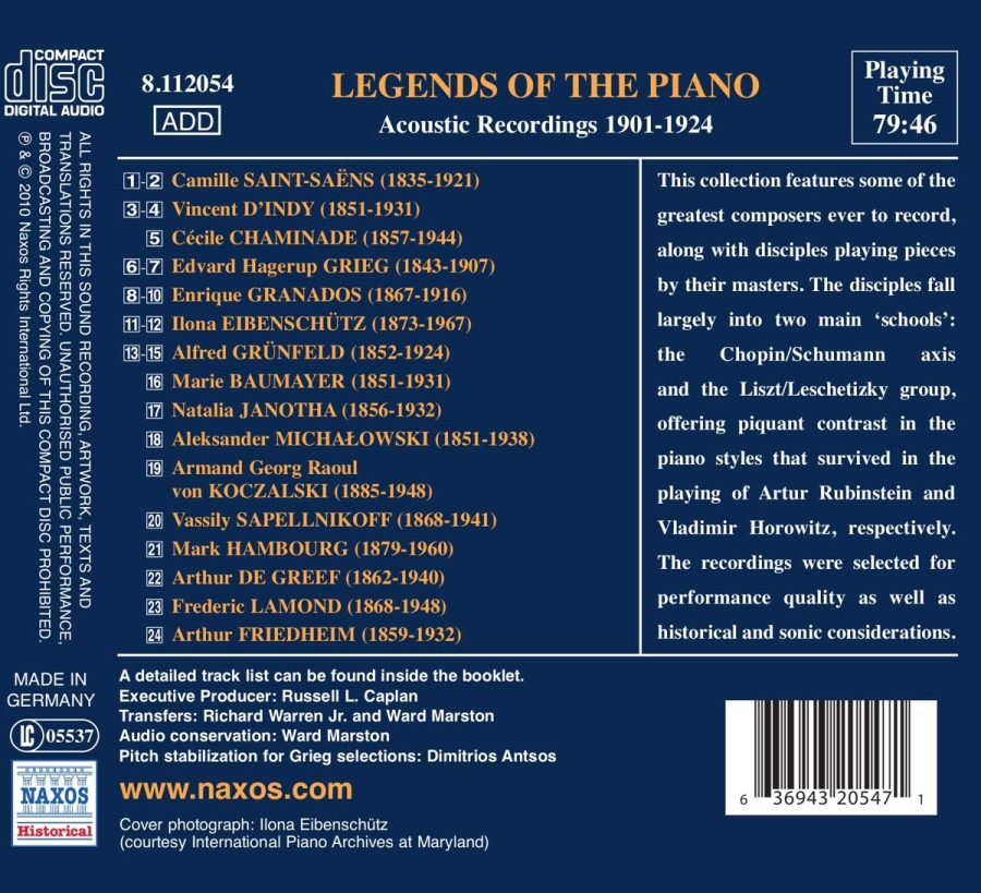Legends of the Piano - Acoustic Recordings 1901-24 recordings - slide-1