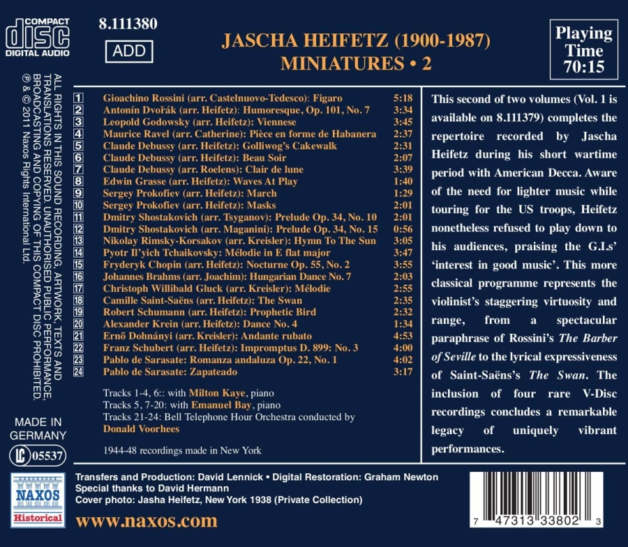 Jascha Heifetz: Miniatures • 2, - slide-1