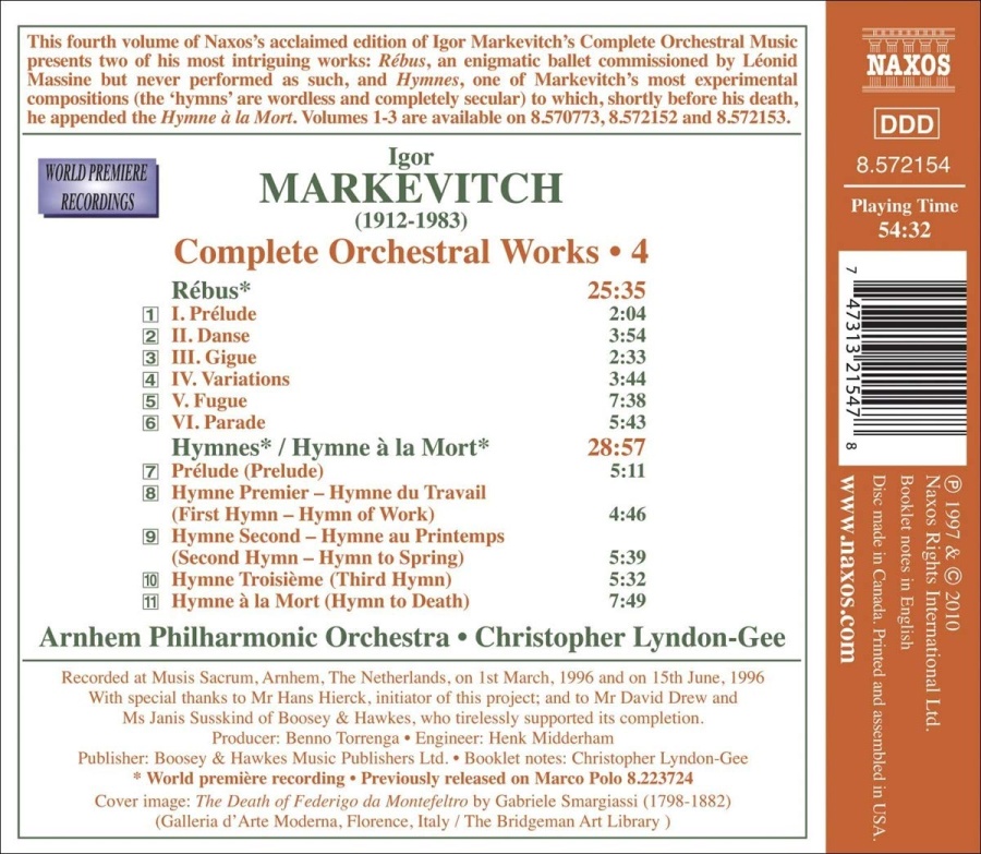 MARKEVITCH: Complete Orchestral Works, Vol. 4 - slide-1