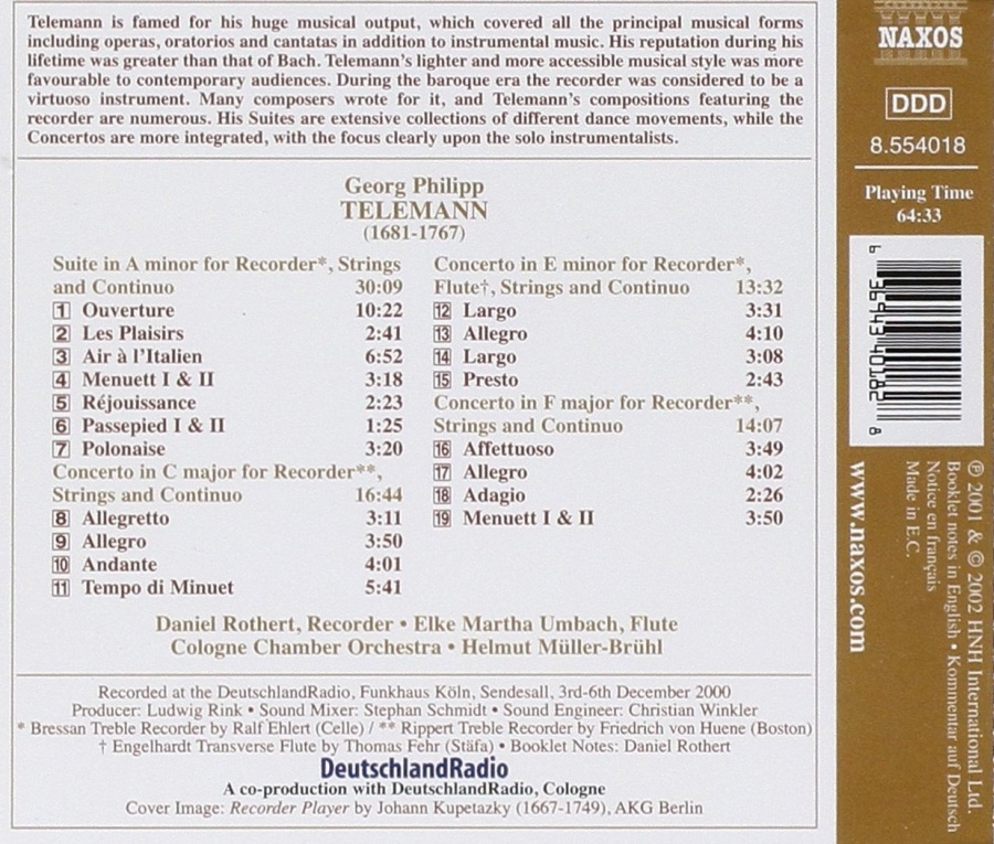 TELEMANN: Recorder Suite; Recorder Concertos - slide-1