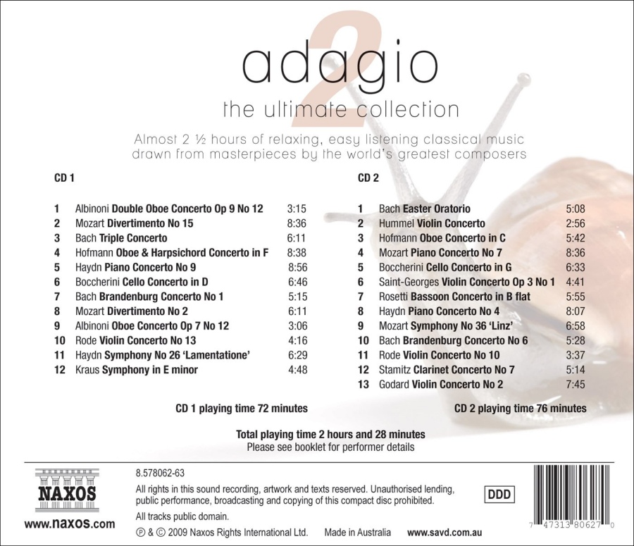 Adagio 2 - The Ultimate Collection (2 CD) - Albinoni, Bach, Boccherini, Mozart, Haydn, ... - slide-1