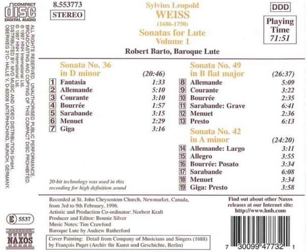 WEISS: Sonatas for Lute Vol. 1 - slide-1