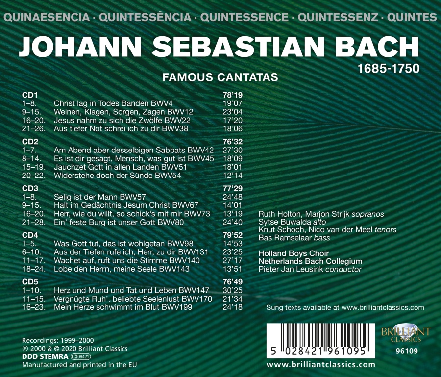 Bach: Famous Canatas, Quintessence J.S. - slide-1