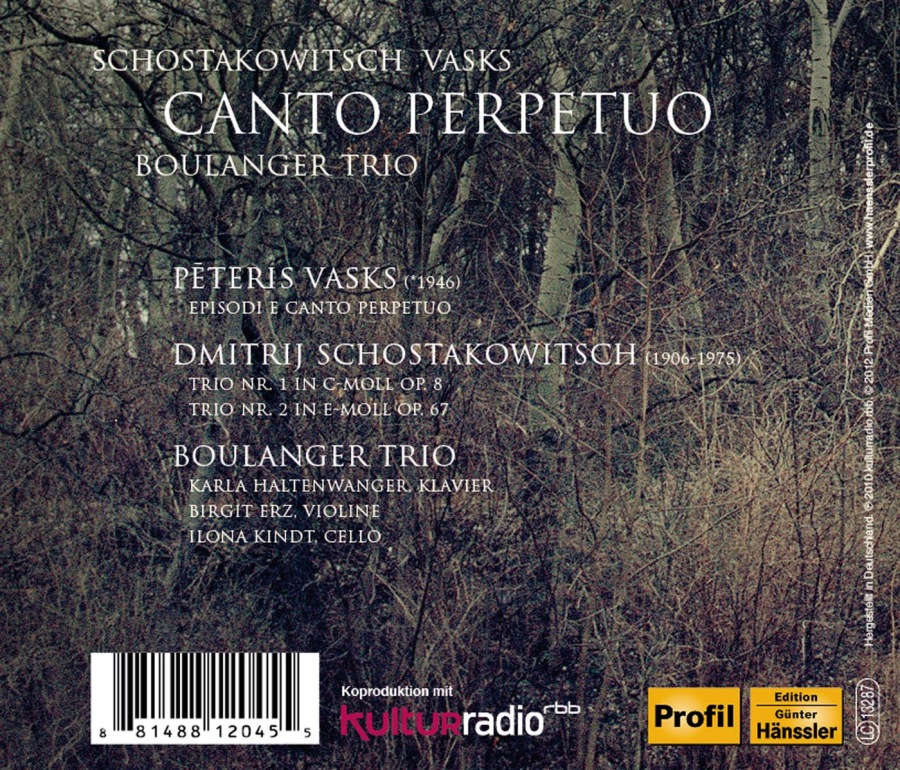Shostakovich: Trios 1 & 2 for piano, violin & cello / Vasks: Episodi e Canto perpetuo - slide-1