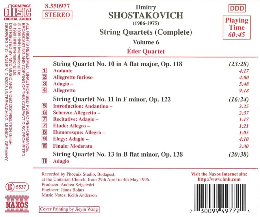 SHOSTAKOVICH: String Quartets Vol. 6, Nos. 10, 11 and 13 - slide-1