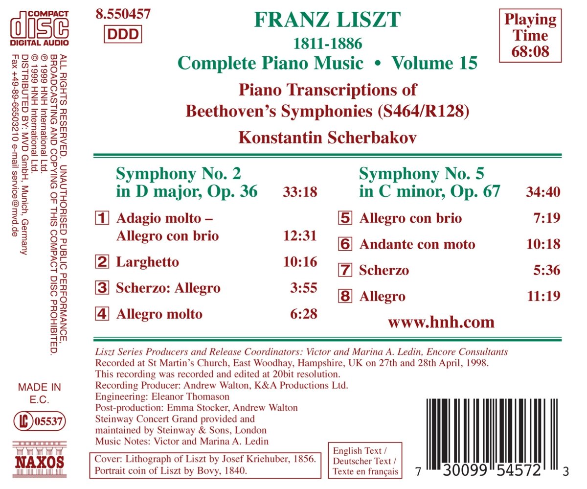 Liszt: Beethoven Symphonies Nos. 2 and 5 (Transcriptions) (Liszt Complete Piano Music, Vol. 15) - slide-1