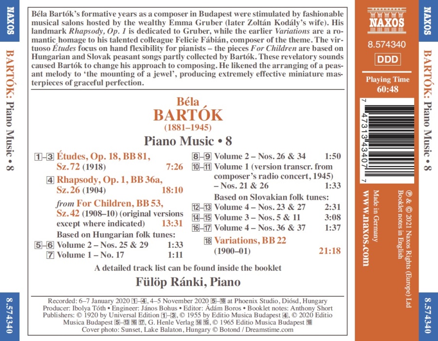 Bartok: Piano Music Vol. 8 - Rhapsody; Variations; For Children; Études - slide-1
