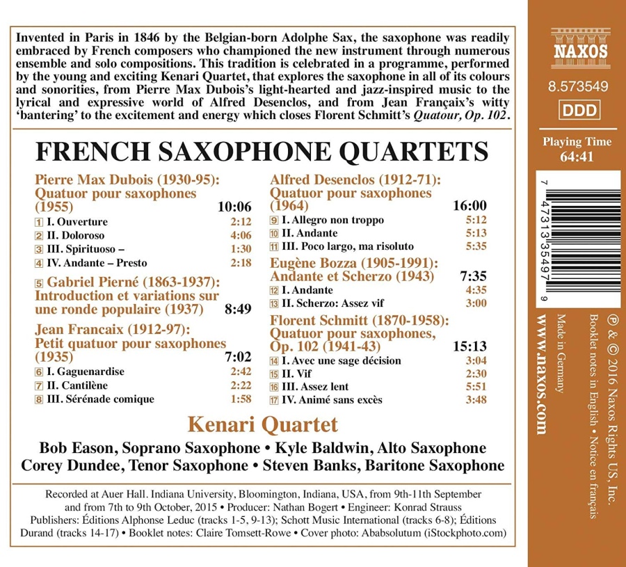 French Saxophone Quartets - Dubois; Desenclos; Françaix; ... - slide-1