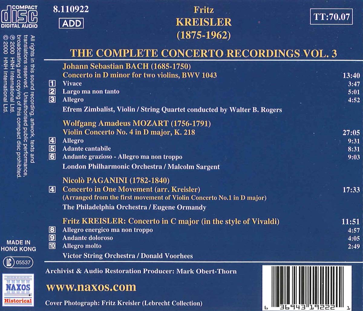 Fritz Kreisler: Complete Concerto Recordings Vol.3 - slide-1