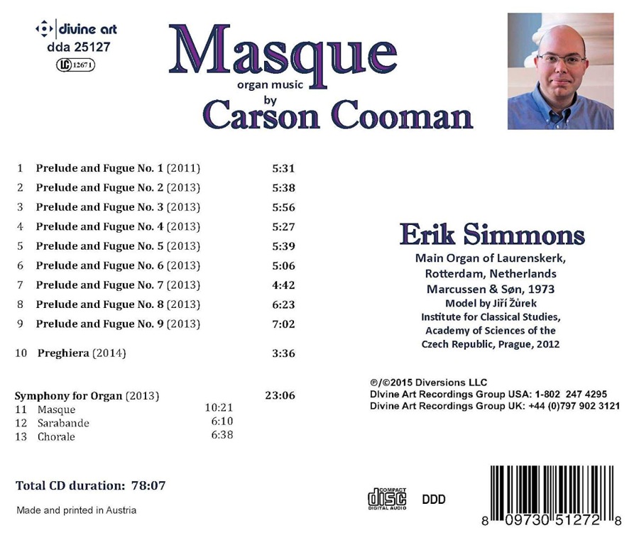 Masque - Organ Music by Carson Cooman - slide-1
