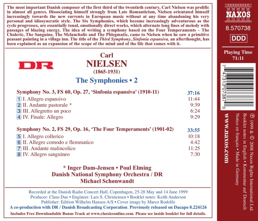 Nielsen: Symphonies, Vol. 2 - Nos. 2, "The 4 Temperaments" and 3, "Sinfonia espansiva" - slide-1