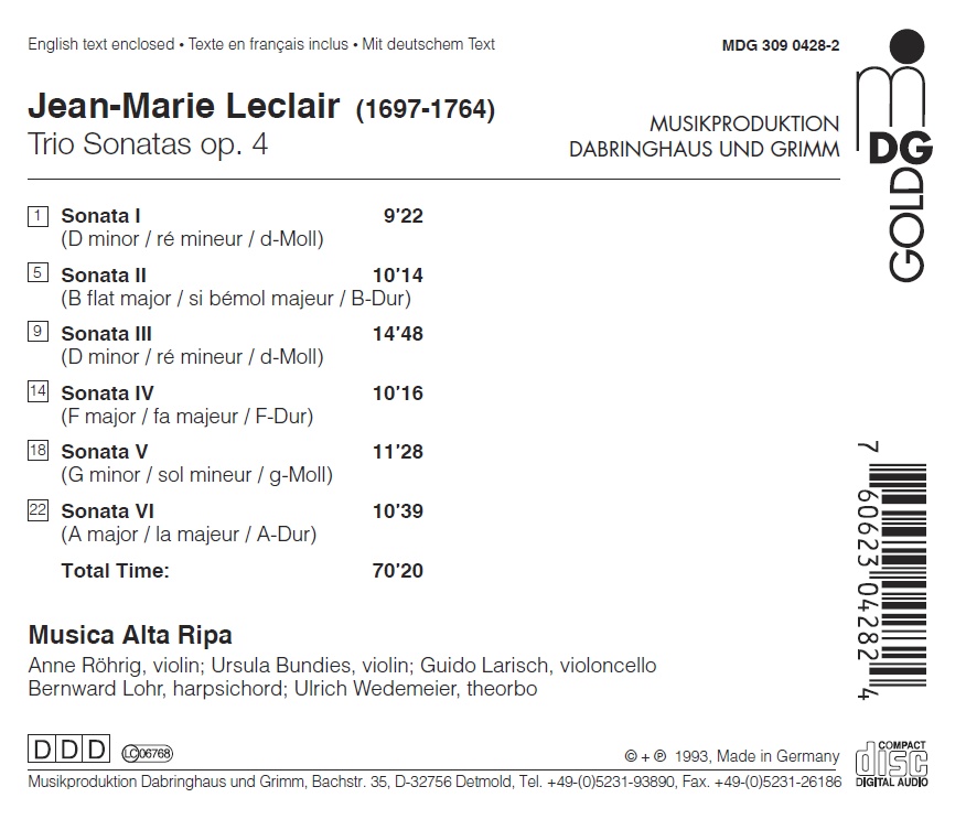 Leclair: Trio Sonatas op. 4 - slide-1