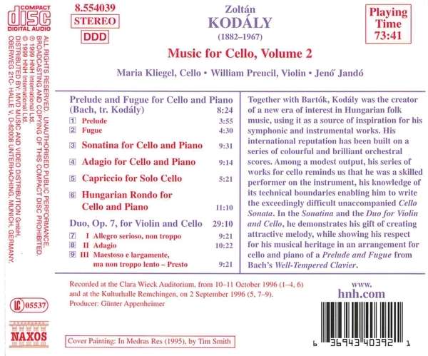 KODALY: Music for Cello vol. 2 - slide-1