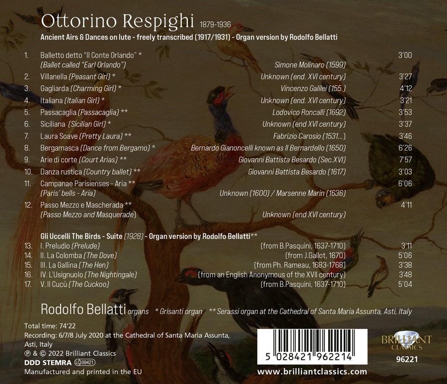 Respighi: Ancient Airs & Dances; Suite “The Birds” - Transcriptions for Organ - slide-1