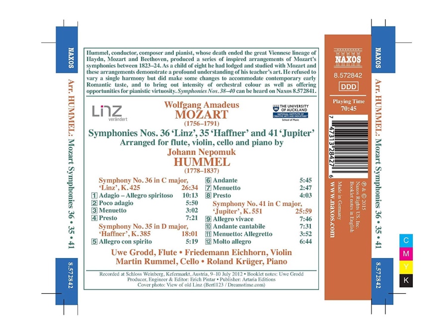HUMMEL: Arrangements of Mozart's Symphonies Nos. 35, 36 and 41 - slide-1
