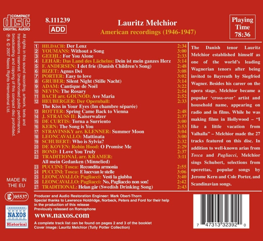 MELCHIOR Lauritz - American Recordings - 1946-1947 - slide-1