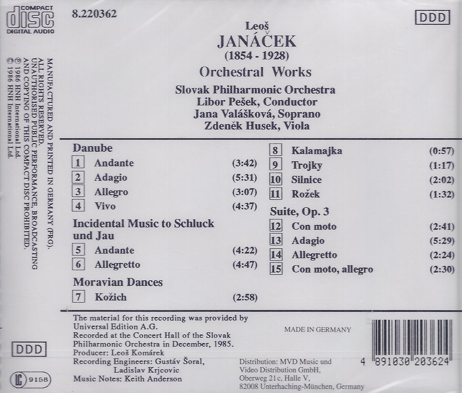 JANACEK: Orchestral works- Danube, Incidental Music To "Schluck Und Jau", Moravian Dances, Suite, Op. 3 - slide-1