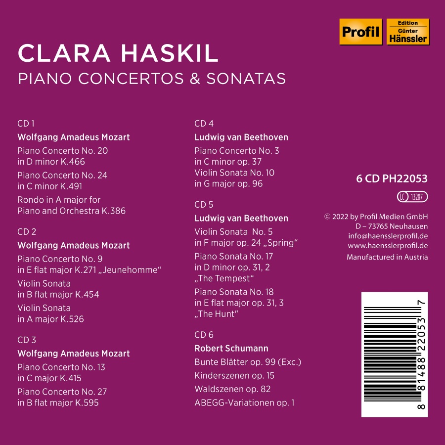 Clara Haskil - Piano Concertos & Sonatas - slide-1