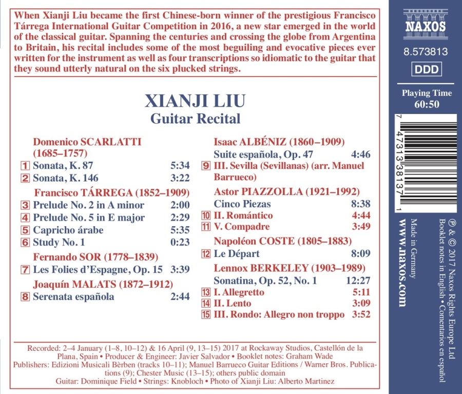 Xianji Liu: Guitar Recital - Scarlatti; Tarrega; Sor; Albeniz; Piazzolla; ... - slide-1