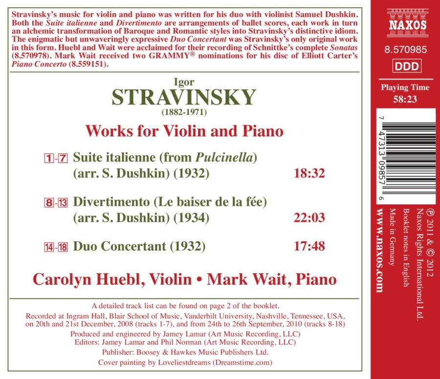 Stravinsky: Works for Violin and Piano - Suite italienne, Divertimento, Duo Concertant - slide-1