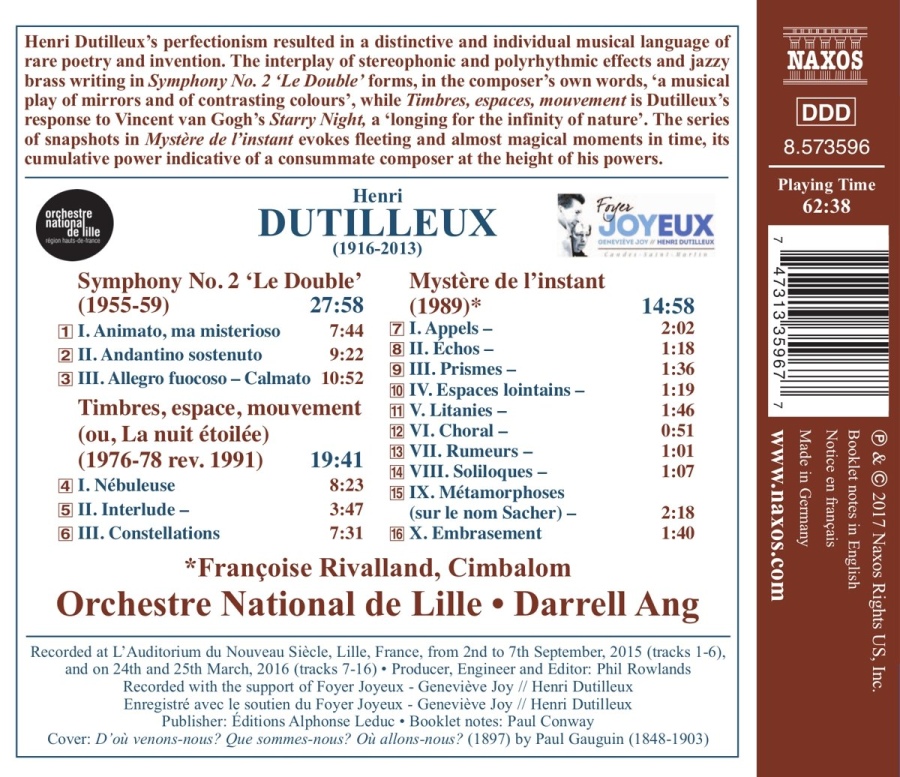 Dutilleux: Symphony No. 2 “Le Double”; Timbres, espace, movement; Mystère de l’instant - slide-1